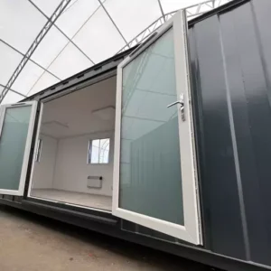 24×9 ft | Open Plan Office | Anthracite Grey French Doors | Portable Office